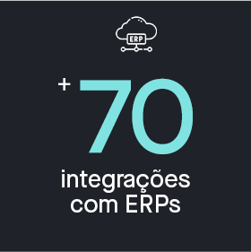 Mais de 70 integrações com ERPs.